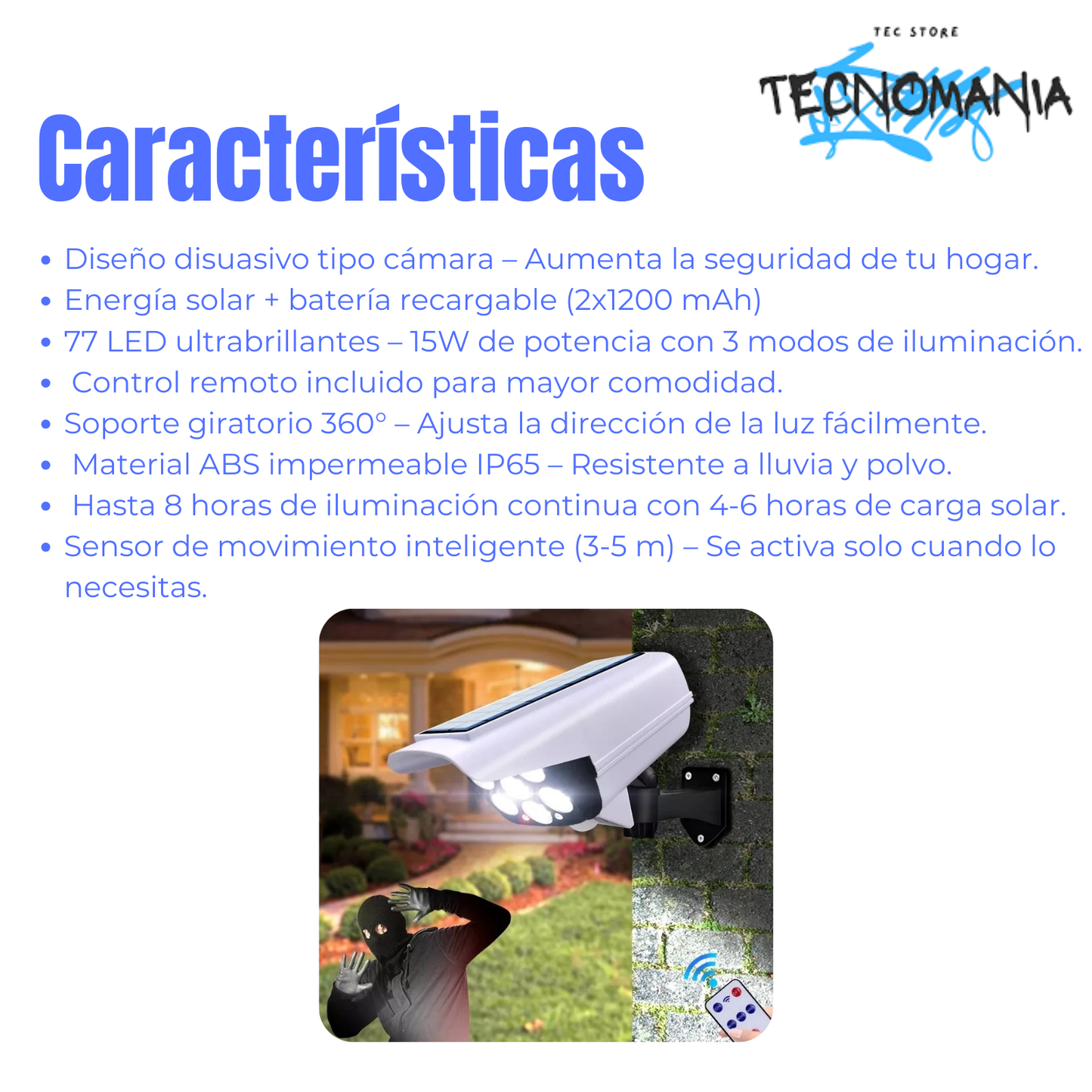 Lámpara Solar Led Tipo Cámara Sensor