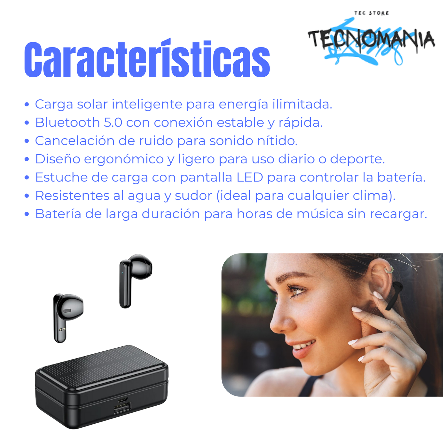 Audífonos Bluetooth con Panel Solar